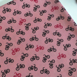 FIETS OUDROZE - BEDRUKTE KATOEN