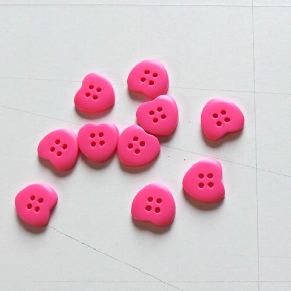 10 KNOPEN 11MM - ROZE HARTJE