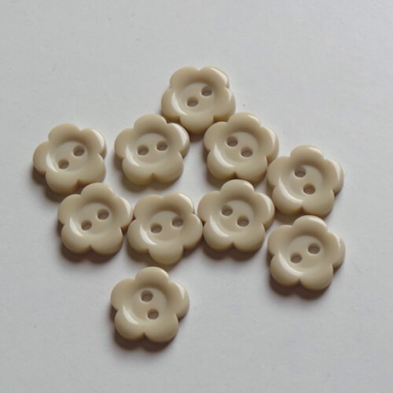 10 KNOPEN 12MM - BLOEM - BEIGE